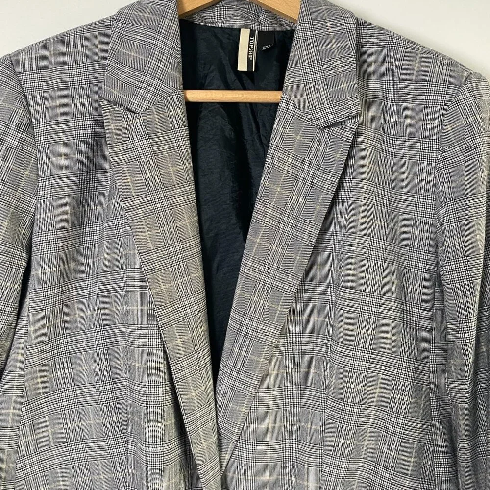 TOP SHOP Oversized Checked Black and White Blazer Size 36 EU - Picture 7 of 13